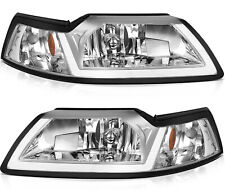 For 1999-2004 Ford Mustang Chrome Left & Right Headlights Assembly W/ LED DRL picture