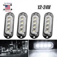 4X White 4-LED Oval Side Marker Lights Truck Trailer Clearance Light Waterproof picture