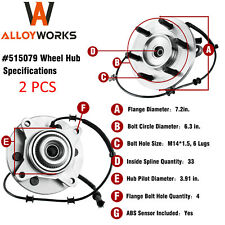 2PCS 4WD Front Wheel Hub and Bearing for Ford F150 Expedition Lincoln Mark LT picture