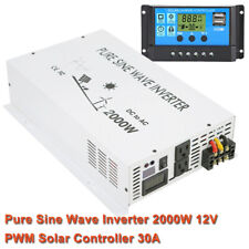 12V Pure Sine Wave Inverter 2000W Solar Power Charge Controller 30A Car Motor RV picture