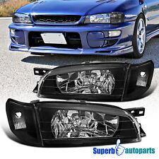 Fits 1995-2001 Subaru Impreza Black Headlights+Corner Turn Signal Lamps picture