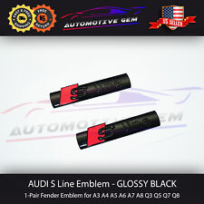 Audi S LINE Emblem Glossy Black Side Fender Logo Decal Badge Sticker Pair OEM picture