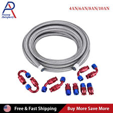 4/6/8/10AN Braided PTFE E85 Oil/Fuel Hose Line Brake Line Hose End Fittings Kit picture
