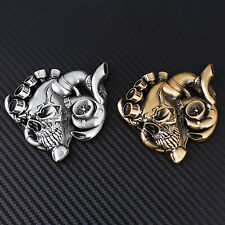 3D Skull Zinc Alloy Metal Logo Emblem Badge Decal Sticker For Car Gold/Silver picture