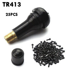 LOT 25 TR 413 Snap-In Rubber Tire Valve Stems Short Most Popular Valve Black picture