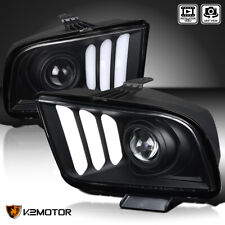 Black Fits 2005-2009 Ford Mustang LED Tube Projector Headlights Lamps Left+Right picture