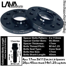 4PC 15MM THICK 5X112 66.56MM C.B WHEEL SPACER+20 14X1.25 BOLT FIT BMW MINI MODEL picture