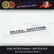 Tesla DUAL MOTOR Emblem MATTE BLACK Model 3 & Y Rear Lid Trunk Emblem Logo Badge picture