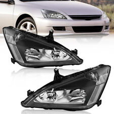 Pair Left & Right Black Headlight Assembly For 2003-2007 Honda Accord EX LX EX-L picture