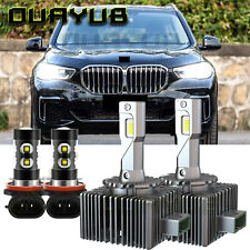 For BMW X5 2007-2015 White Front LED Headlight High-Low + LED Fog Light Bulbs 4X picture