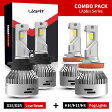 Lasfit D2S D2R LED Low Beam Headlight Bulbs + H11 Fog Light Combo 120W 12000LM picture