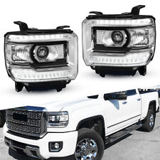 For 2014-2018 GMC Sierra 1500 2500 3500 Clear OE Style LED DRL Head Lights Lamps picture
