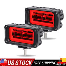 2X 4inch Rectangular LED Work Light Bar Red Halo Spot Pods Driving Fog Offroad picture