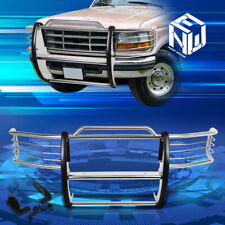 For 92-96 Ford F150-350/Bronco Chrome Bumper Grill Protector Grille Brush Guard picture