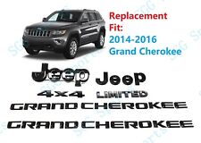 6pc Jeep Grand Cherokee 4x4 Limited Front Rear Door Gloss Black Emblem 2014-2016 picture