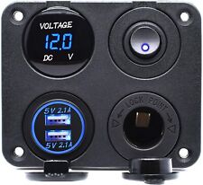 4 in 1 Panel Dual USB Socket Charger LED Voltmeter 12V Power Outlet for Car Boat picture