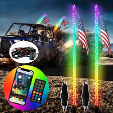 Pair 3ft RGB Spiral LED Whip Light Wire Kit Antenna Chase+Flag&Remote for Can am picture
