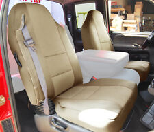 for DODGE RAM 1998-2002 IGGEE S.LEATHER CUSTOM FIT 2 FRONT SEAT COVERS BEIGE picture