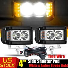 2x 4'' Side Shooter Led Pods Spot Flood Work Light Fog Driving Cube Truck w/Wire picture