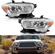 For 2016-2023 Toyota Tacoma Projector Headlights Amber Front Lamps Pair Chrome picture