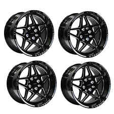 4x VMS Delta 15X8 Black Polished Drag Racing Rims Wheels 4X100 4X114.3 ET20 picture