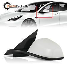White Left Driver Side Mirror Power Fold Heated For 2017-2023 Tesla Model 3 picture