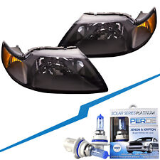 Headlights Pair w/Xenons Black Set Fits 1999-2004 Ford Mustang SVT Cobra/Gt/V6 picture