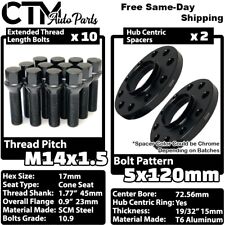 2x 15mm Thick 5x120 72.56mm C.B Wheel Spacer Black Bolt 14x1.5 BMW X3 X5 & More picture