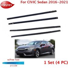 4PC W/Tool For CIVIC Sedan 2016-2021 Black Window Weatherstrip Sweep Trim Outer picture