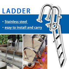 4 Step Folding Ladder Boat Stainless Steel Pontoon Telescoping Dock Heavy Duty picture