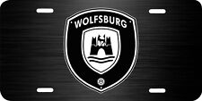 VOLKSWAGEN WOLFSBURG LOGO BLACK BRUSHED STEEL LOOK LICENSE PLATE AUTO CAR TAG picture