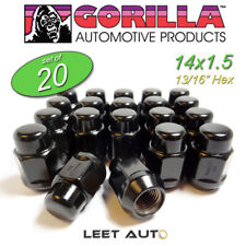 (20) Gorilla Lug Nuts, 14mm x 1.50, Black, Bulge Acorn, 13/16