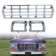For Ford F-Series / Bronco 1978-1979 Chrome Grille Assembly + Headlight Bezels picture