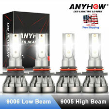 4PCS 9005 9006 LED Combo Headlight Kit Bulbs 6000K Cold White COB High Low Beam picture