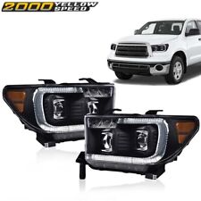2x Black LED Tube Projector Headlights Fit For Toyota 07-13 Tundra 08-17 Sequoia picture