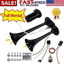 12V Truck Air Horn 150DB Dual Trumpet Horns Kit universal for Car Train Boat New picture