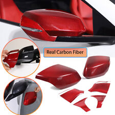 Red Real Carbon Fiber Side Mirror Cover &Lower Base Trim For C8 Corvette 20-23 picture