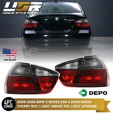 DEPO Euro Cherry Red Light Smoke Rear Tail Light Pair For 06-08 BMW E90 4D Sedan picture