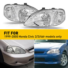 Fits 1999-2000 Honda Civic Headlights 2 3 4 Door Head Lamps 99-00 Replacement OD picture