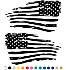 Tattered Distressed American Flag Decal Vinyl Sticker Set of 2 LEFT RIGHT Side picture