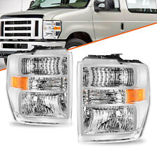 For 2008-2014 Ford E150 E250 E350 E450 Superduty Halogen Headlight Lamp Pair picture