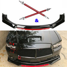 For Dodge Charger 2006-2014 Glossy Black  Front Bumper Lip Splitter + Stut Rods picture