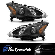 Headlights Assembly For 2013-2015 Nissan Altima Sedan Chrome Black Headlamps L+R picture