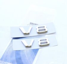 2x OEM Chrome V8 Emblem Badge Letter GM Chevy Sierra Silverado fits F Trunk picture