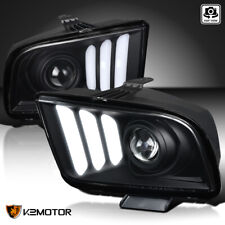 Black Fits 2005-2009 Ford Mustang LED Tube Projector Headlights Lamps L+R 05-09 picture
