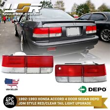 DEPO JDM RED / CLEAR Rear 4 Pieces Tail Light Set For 1992-1993 Honda Accord 4D picture