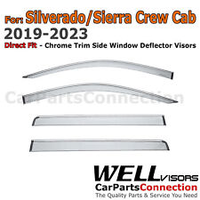 WellVisors Window Visors For 19-24 Silverado GMC Sierra Crew Cab Chrome Trim picture