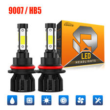 Pair 4-Side 9007 LED Headlight Bulbs Kit HB5 Hi/Low Dual Beam 6500K Super White picture