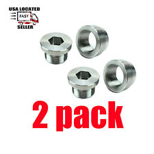 2 PACK O2 SENSOR WELD IN EXHAUST STEPPED BUNG + HEX PLUG KIT STAINLESS M18X1.5 picture