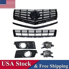 For 2013-16 Cadillac SRX Front Upper+Lower Black Grille w/Fog Lights+Cover 7Pcs picture